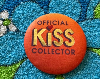 Vintage 80s Hallmark Official Kiss Collector Pin Button