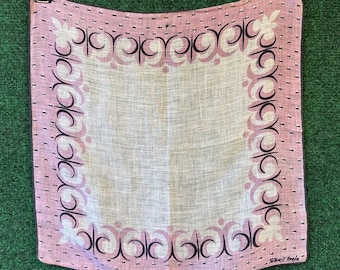 Vintage Tammis Keefe Purple & White Handkerchief Scarf