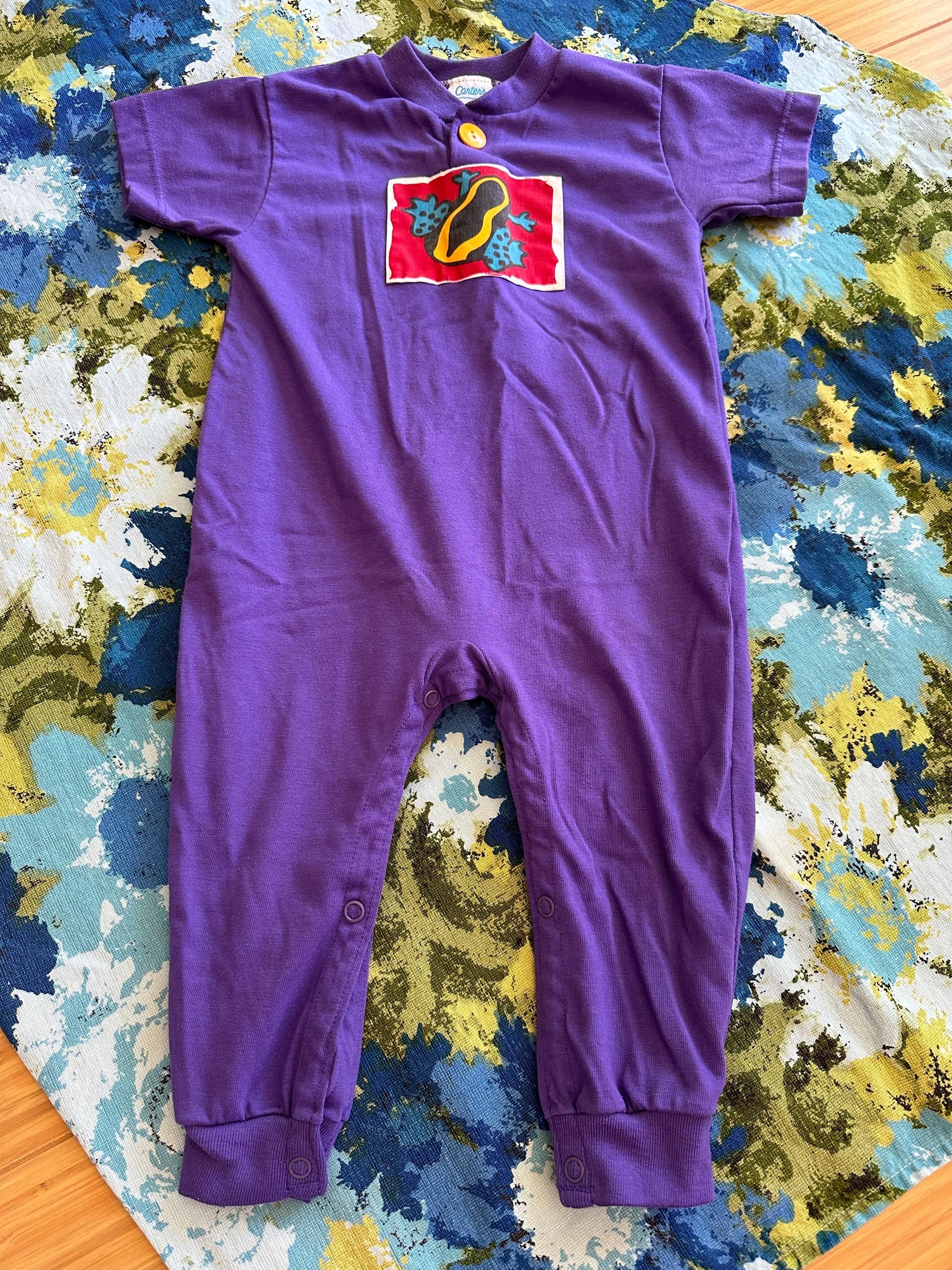 Vintage 90s Carter's 24 Months Baby Toddler Purple Frog