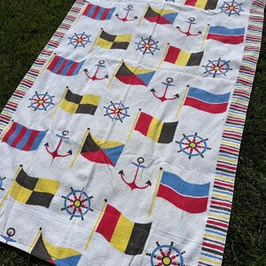 Vintage Pacific Supersorb Nautical Signs Flags Beach Swim Towel