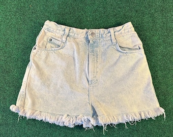 Vintage 90s High Waist Bonjour Cutoff Jean Shorts Tag 13/14 Actual 27”
