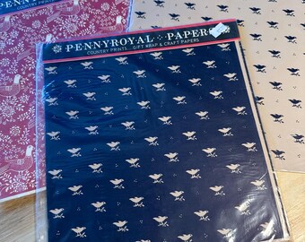 Lot Vintage 80s NOS Deadstock Pennyroyal Paper Country Prints Gift Wrap