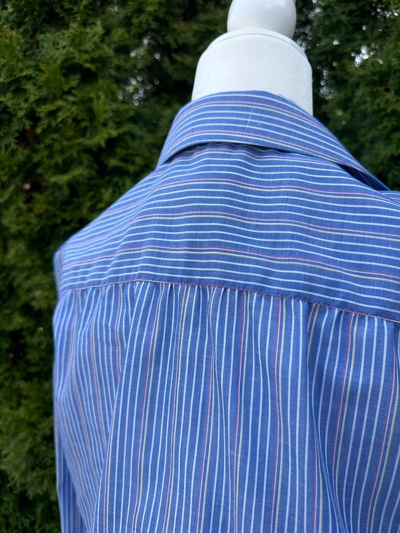 Vintage Schrader Sport Blue Striped Shirtdress Ta… - image 7