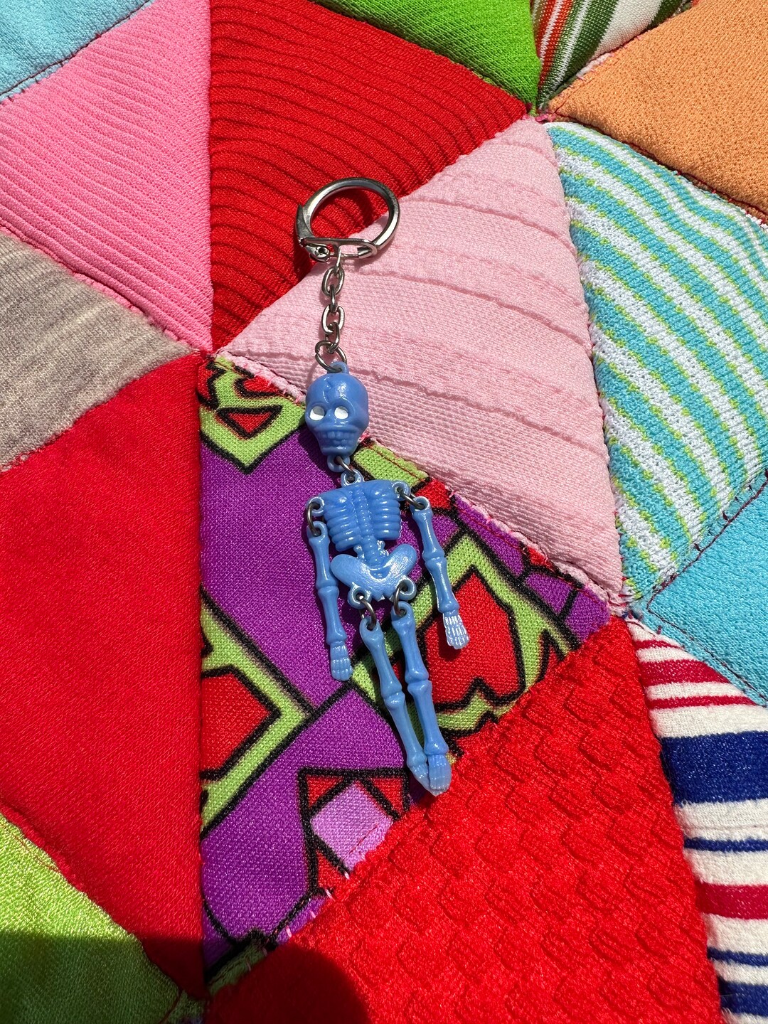 Vintage 80s Articulated Blue Plastic Skeleton Keychain Etsy