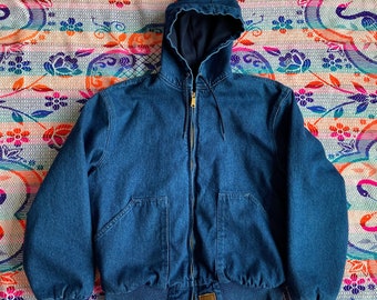 lined denim jacket with hood