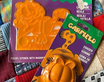 Deadstock Vintage Mead Garfield Eraser & Ruler/Stencil