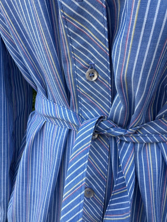 Vintage Schrader Sport Blue Striped Shirtdress Ta… - image 4