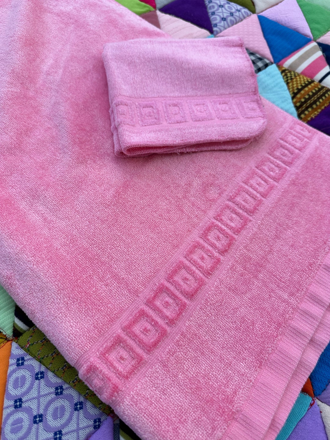 Velvety Pink Vintage Fieldcrest Bath Towel & Washcloth Etsy