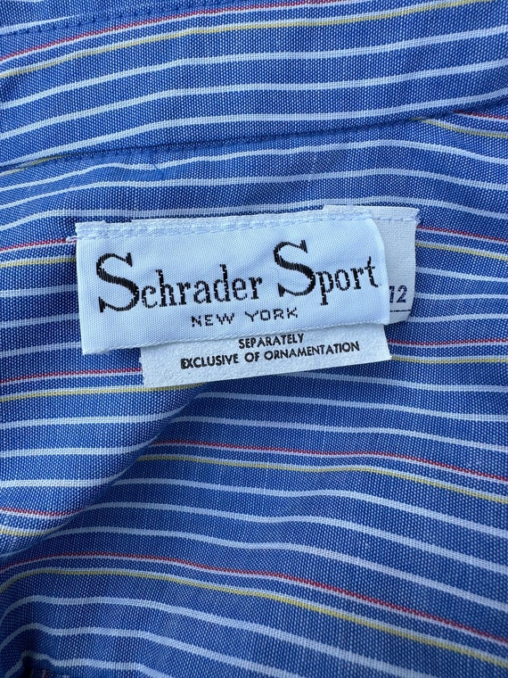 Vintage Schrader Sport Blue Striped Shirtdress Ta… - image 8