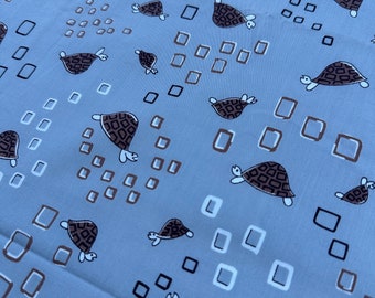 Vintage MCM Grey Turtle Fabric Remnant Cotton 27.5x39