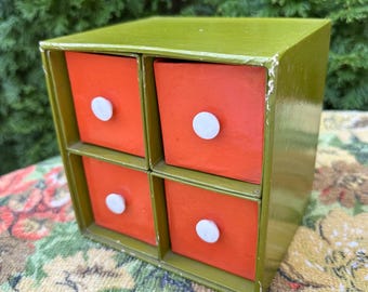 Vintage Counterpoint Avocado Green & Orange 4-Drawer Cardboard Box