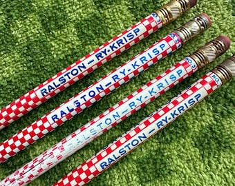 Lot/4 Vintage Purina Ralston Chows  Checkered Pencils Chex