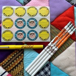 Vintage 80s Meow Mix Cat Food Advertising Lot Pencils Pen Stickers