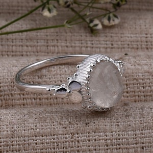 Genuine Moonstone Ring, Moonstone Silver Ring, Handmade Moonstone Ring, Moonstone Ring, Boho Ring, Moon Stone Ring, Rainbow Moonstone Ring
