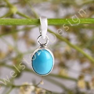 Natural Sleeping Beauty Turquoise Pendant-Sterling Silver Turquoise Gemstone Pendant-Anniversary Gift-Gift For Her-December Birthstone