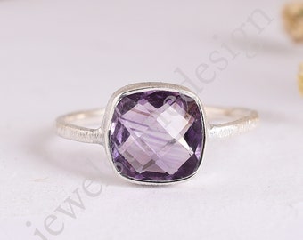 Natural Amethyst Gem Ring, 925 Sterling Silver Amethyst Ring, Amethyst Jewelry, Oval Shape Amethyst Ring, Handmade Ring,Gemstone Dainty Ring