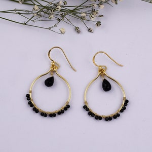 Black Onyx Teardrop Earrings: Sterling Silver Dangle Gemstone