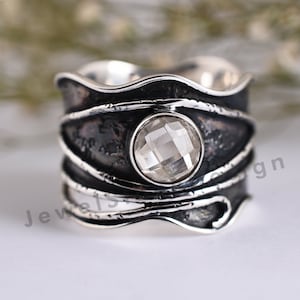 Sterling Silver Crystal Quartz Ring: Briolette Gemstone