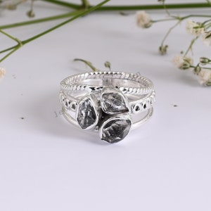 Natural Herkimer Diamond Ring, Rare Herkimer Diamond Ring, Raw Diamond Ring, Raw Crystal Ring, 925 Sterling Silver Herkimer Diamond Jewelry