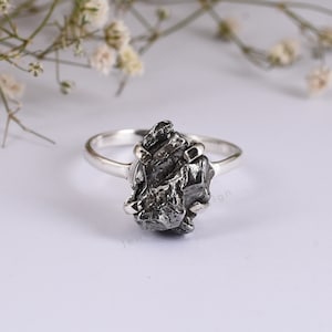 Rare Meteorite Gemstone Ring, 925 Sterling Silver, Meteorite Ring, Unique Meteorite Stone,Meteorite Silver Ring,Gift For Mother,Gift For Her