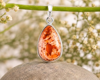 Collar con colgante de ópalo de fuego mexicano natural, joyería de ópalo de fuego auténtico, colgante de plata de ley 925, regalo de piedra preciosa de cristal raro para mujer.