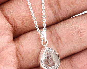 Rough Crystal Pendant, Alternative Diamond Pendant, Eco Friendly Conflict, Free Uncut Gemstone Necklace, April Birthstone, Gift for Her