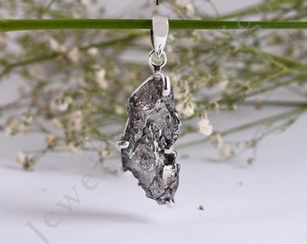 Authentic Meteorite Pendant, Rough Iron Space Rock Charm, Campo del Cielo Meteorite Necklace, Raw Space Stone, Astronomy Geek Gift for Her