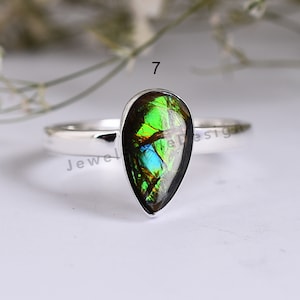 Canadian Ammolite Ring Freeform Sterling Silver Ring, Ammolite  Ring , Natural Ammolite, Statement Silver Ring, Gift For Mothe