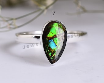 Canadian Ammolite Ring Freeform Sterling Silver Ring, Ammolite  Ring , Natural Ammolite, Statement Silver Ring, Gift For Mothe