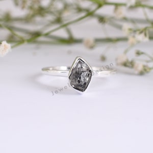 Ruwe Herkimer-diamantenring: handgemaakt 925 sterlingzilver