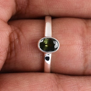 Natural Moldavite Ring , Raw Moldavite, Moldavite Sterling Silver, Authentic Moldavite, Certified Moldavite, Moldavite Tektite Silver Ring