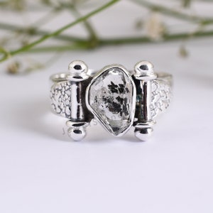 Herkimer Diamond Ring, Natural Herkimer Diamond Ring,Herkimer Diamond Crystal Ring,Adjustable Diamond Crystal Ring, 925 Sterling Silver Ring