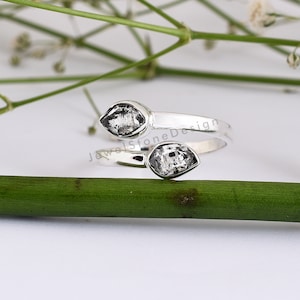 Natural Herkimer Diamond Ring, Diamond Crystal Ring,Adjustable Ring,Solitaire Ring,925 Sterling Silver Herkimer Diamond Ring,Gift For Mother