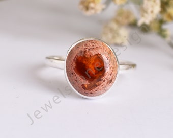 Natural Mexican Fire Opal Ring, Genuine Mexican Fire Opal Ring, 925 Sterling Silver Ring, Natural Cantera Opal Ring, Natural Stone Ring