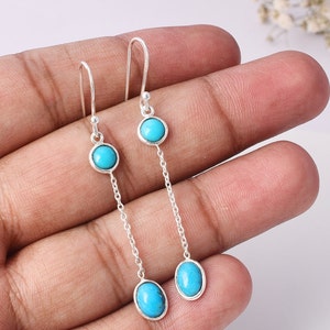 Sleeping Beauty Turquoise Earrings: Sterling Silver Dangle Earrings