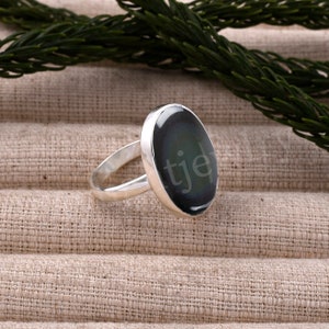 Rainbow Eye Obsidian 925 Sterling Silver Ring: Spiritual Protection Jewelry