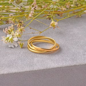 Silver Rolling Ring,Handmade Interlocked Ring,18K Gold Vermeil Ring,Three Band Ring,Fidget Ring,Boho Ring,Anniversary Gift