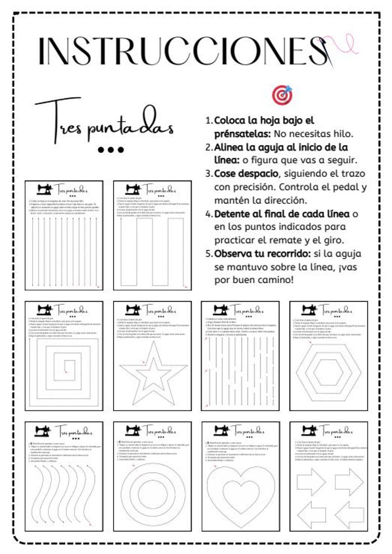 Sewing Practice Sheets – Printable Patterns for Beginners (downloadable ...