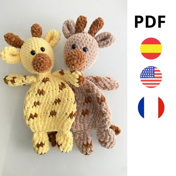 PATTERN CROCHET: Molly the giraffe. Crochet pattern in English and Spanish.  Soft toy. PDF