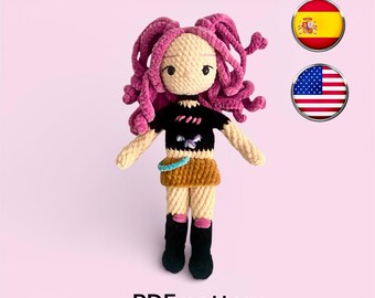 K-pop amigurumi doll pattern, cuddly doll for children, pattern in Spanish and English. PDF k-pop pattern/ k-pop pattern / kpop amigurumi