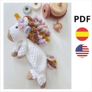 Crochet attachment blanket pattern: Unicorn, crochet unicorn pattern in Spanish, and in English, doll for children, crochet unicorn, pdf