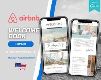 Airbnb Welcome Book Canva Template | Vacation Rental Host Guide (Digital Download)