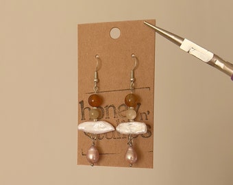Natural Crackle Agate Pearl Earrings