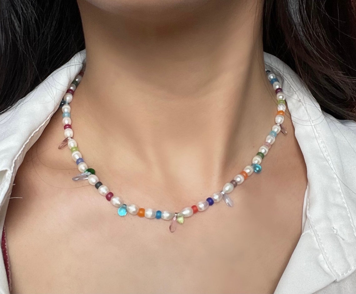 Seed Bead and Freshwater Pearl Necklace Etsy