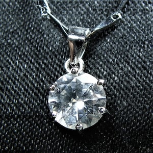Rare gift ！7 mm Phenakite Pendant- 7 mm Round Phenacite Pendant   & Filled Rhodium White Gold Pendant brilliant cut Healing power  