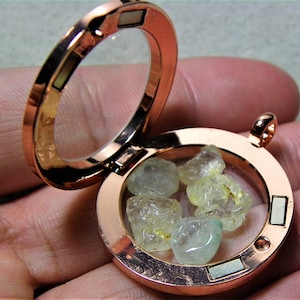 Phenakite Pendant: Rose Gold Healing Stone Locket