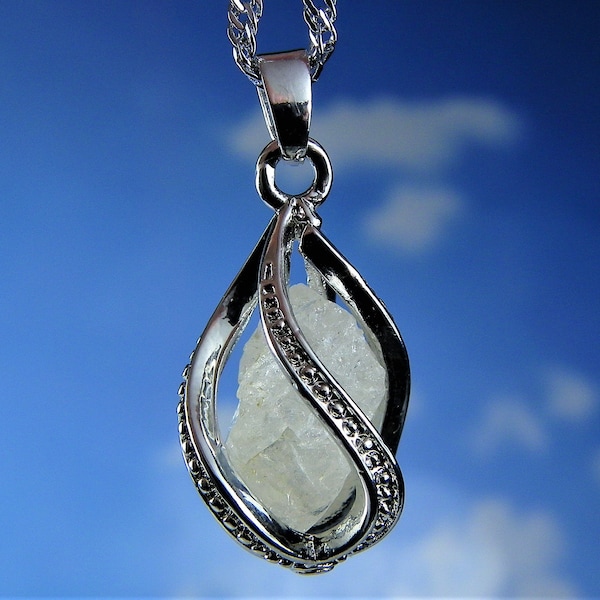 Phenakite Pendant Natural Phenacite/Phenakite 925 sliver  Filled Rhodium White Gold with 925 sliver Chain