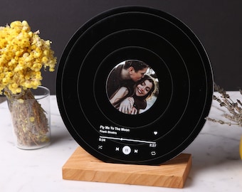 Canción Registro personalizado - Regalo de cumpleaños para ella - Regalo de aniversario para él - Regalo de parejas - Regalo de boda - Placa de canción - Regalos de San Valentín