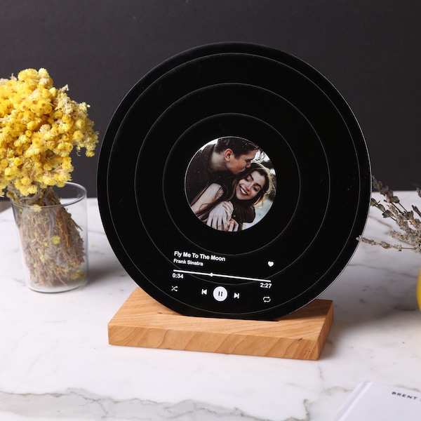 Disco personalizado con canción - Regalo de cumpleaños para ella - Regalo de aniversario para él - Regalo para parejas - Regalo de boda - Placa con canción - Regalos de San Valentín