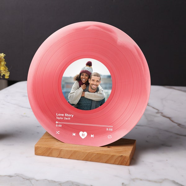 Personalized Vinyl Record with Photo - Acrylic Song Plaque - Lond Distance Gift for Couple - Gift for Friends - Birthday Gift for Him Her